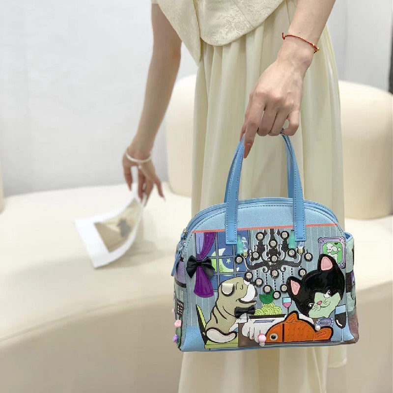 Chh Chrome Heart Leather Bag Fashion Cartoon Print