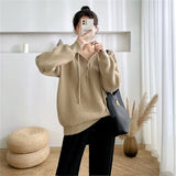 Women Pullover Sweater Loose Retro Knitted Pullover Sweater