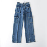 Women Jeans Multi-Pocket Design Simple
