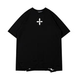 Men T-Shirt Cross Irregular Ripped