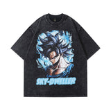 Men T-Shirt Vintage Cartoon Printed Distressed Short Sleeve T-shirt