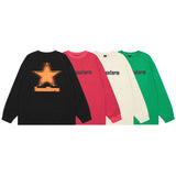 Men Long Sleeve T-Shirt Five-Pointed Star Printed round Neck Base T-shirt Cotton Long Sleeve