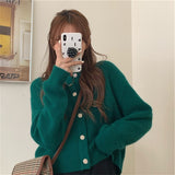 Women Knitted Cardigan Short Retro Loose Knitted Cardigan