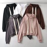 Women Hoodie Loose and Idle Solid Color Simple