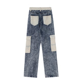 Men Jeans Patchwork Pocket Design Distressed