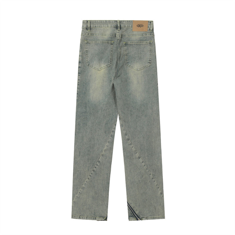 Men Jeans Stitching Loose Zip