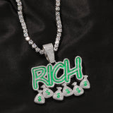 Jewelry RICH Money Bag Letter Pendant Oil Dripping Alphabet Pieces Night light Spectrum
