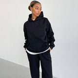 Women Co-Ords Autumn and Winter Loose Casual Hooded Sweater