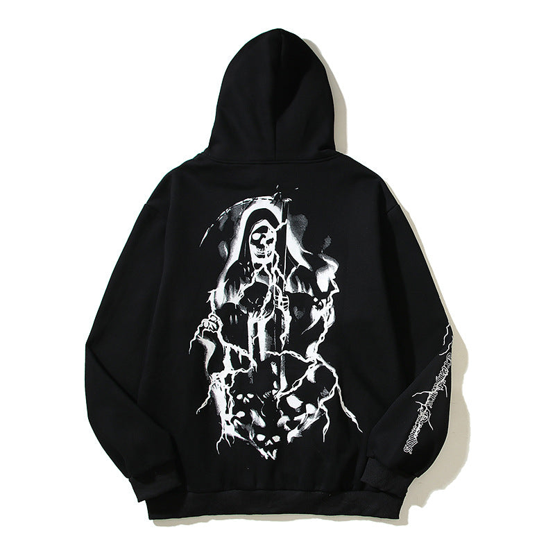HS Hoodie Halloween Demon Printing plus Velvet Hoodie