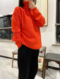 Women Work Business Casual Sweats Knitted Loose Turtleneck Sweater