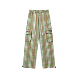 Cargo Pants Plaid Colorblock Multi-Pocket Cargo Pants