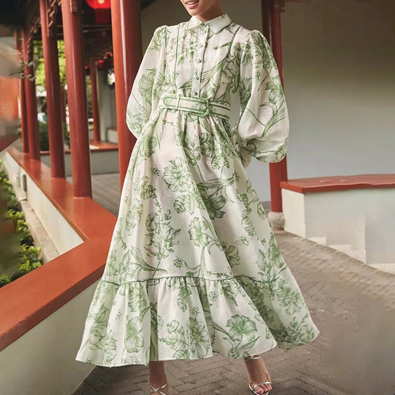 Bohemian Dress Vintage Fashion Polo Collar Dress