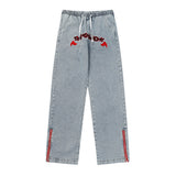 Men Jeans Zipper Slit