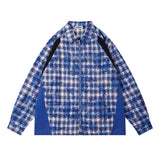 Long Sleeve Shirt Stitching Dyed Plaid Coat