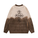 Women Sweater Tie-Dyed Tapered Collar Knitted Sweater Cross Loose All-Match