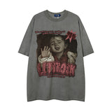 Men T-Shirt Distressed Loose Portrait Printing