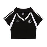 Men T-Shirt College Style Lapel Short Women's