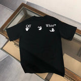 Off White T Shirts OW Letter Print Pattern Crew Neck Pullover Short Sleeves