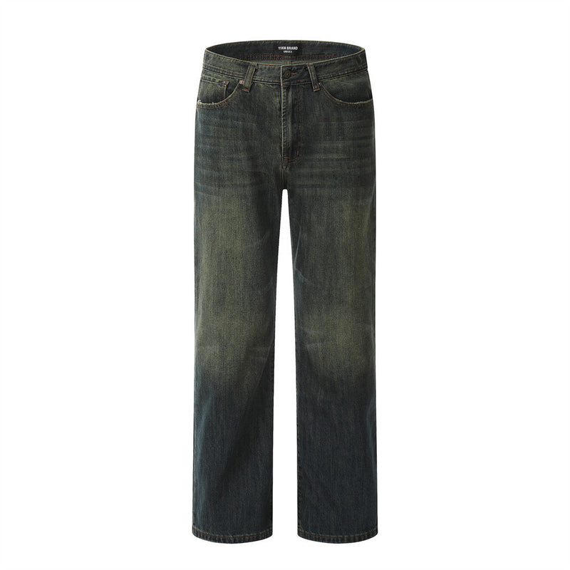 Men Jeans Yellow Retro Casual Loose All-Matching