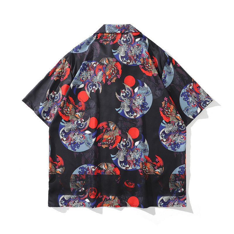 Short Sleeve Shirt Chinese Style Casual Loose Flower Shirt