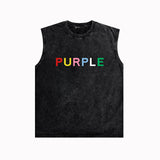 Purple Brand Distressed Tank T Shirts Distressed Sleeveless T-shirt Vest