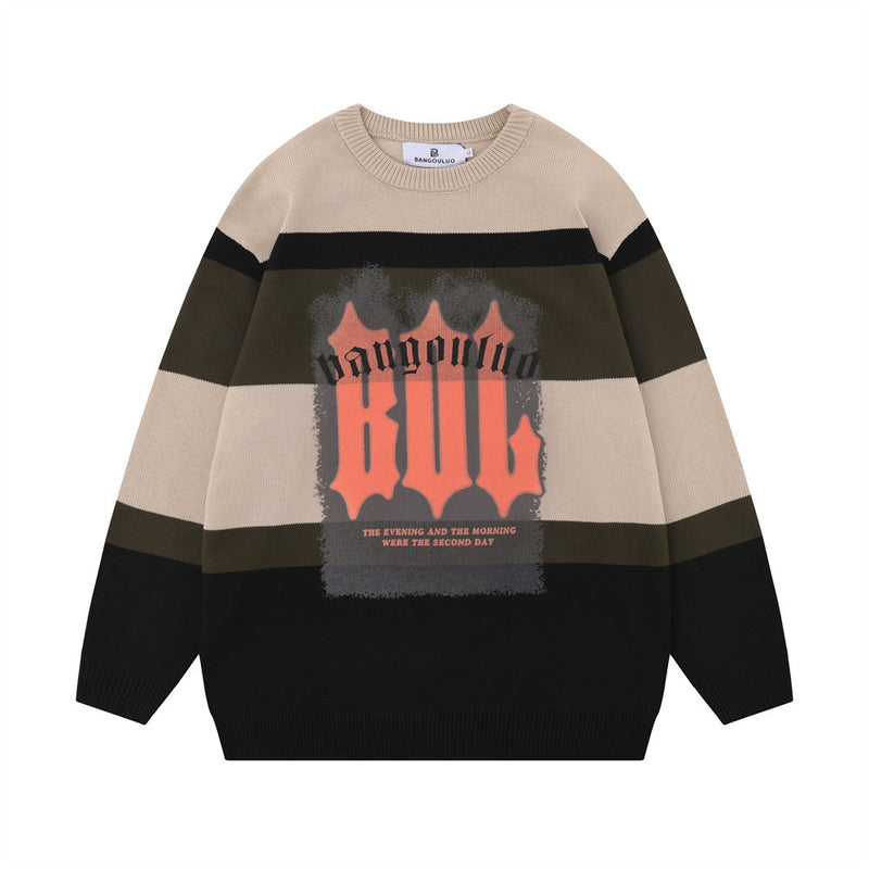 Men Sweater Striped Jacquard Sweater