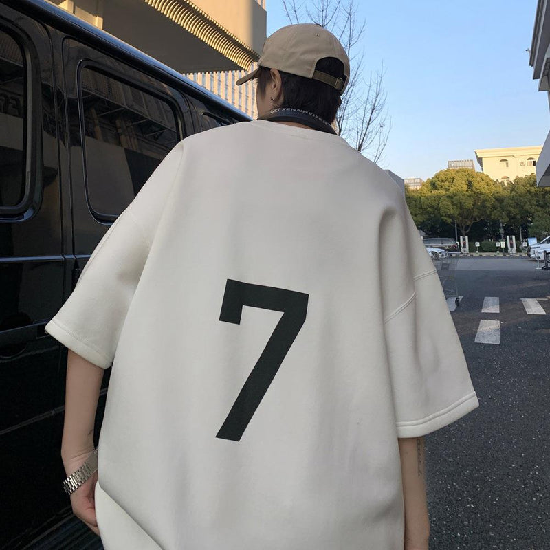 Men T Shirt Number 7 Heavy Loose plus Size