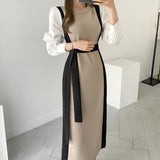 Modest Office Dresses Autumn Vintage Knitted Slim Dress