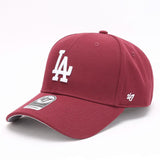 Dodgers and Yankees Baseball Cap 47brand Baseball Hat Men's Hard Top Big Logo NY Embroidered Wine Red