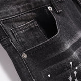 Men Jeans Hole Splash Ink