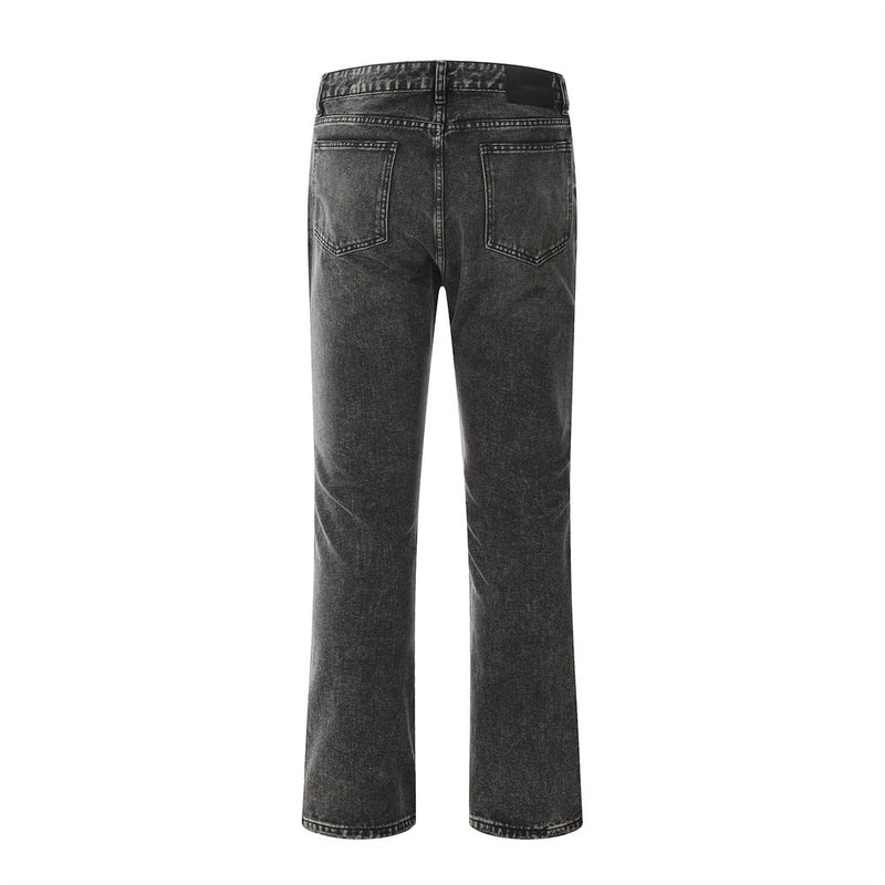 Men Jeans Hole Ripped Distressed Indentation Loose