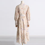 Bohemian Dress Lantern Sleeve Pastoral Floral Dress