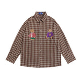 Men Long Sleeved T Shirt Embroidered Shirt Men's Spring and Autumn Long Sleeve Lapel Shirt Outer Wear Loose