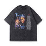 Men T-shirt Portrait Printing Vintage Loose