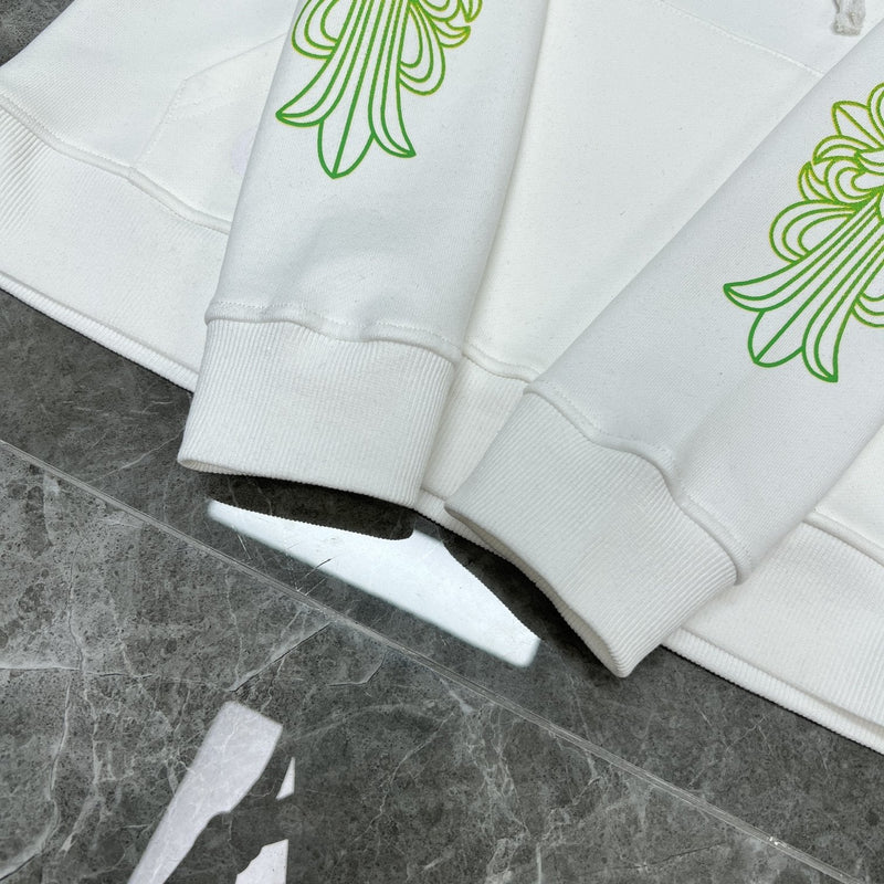 CHH Chrome Heart Hoodie Yellow green gradual change letter horseshoe flower arm cross hooded sweater