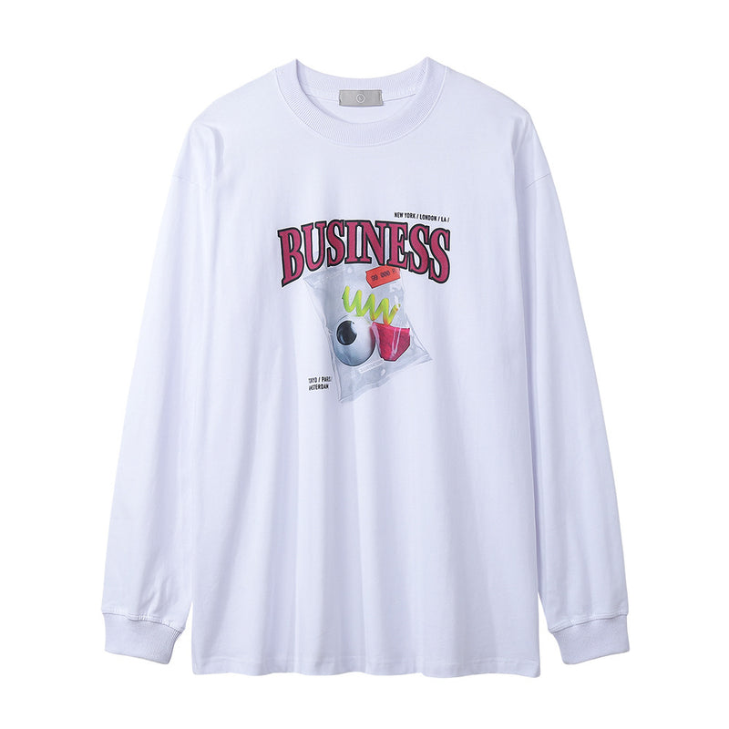 Men Long Sleeve T-shirt Kuso Pattern Hip Hop Loose Leisure