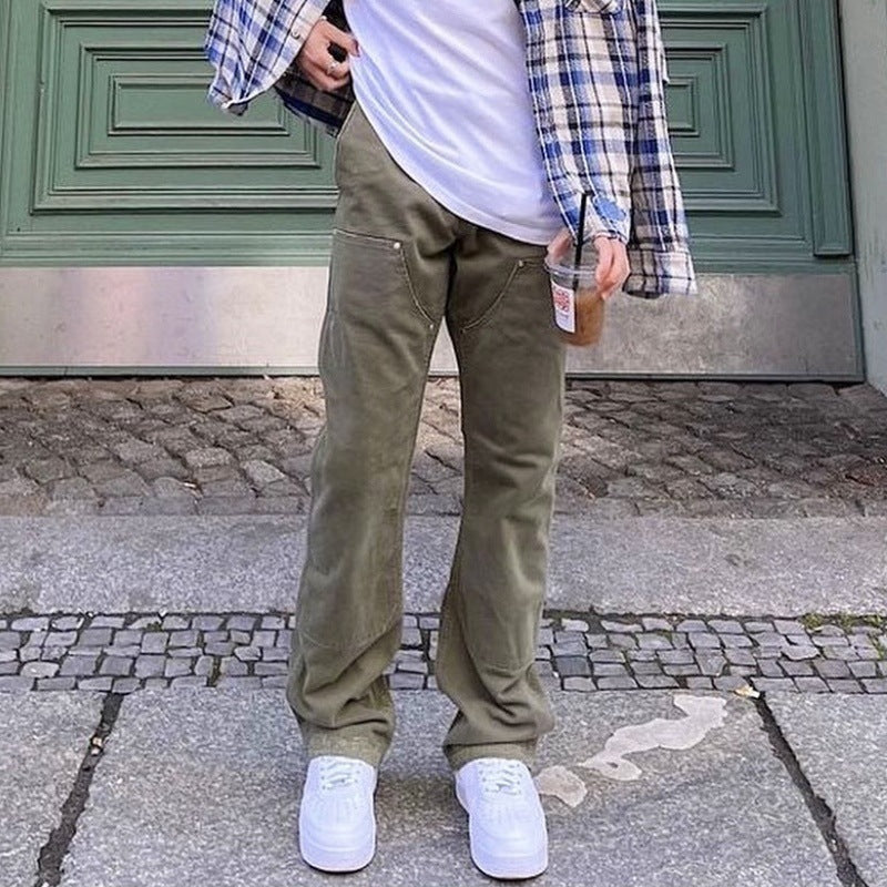 Cargo Pants Solid Olive Overalls