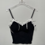 Women Vest Suspenders Lace Sexy Tight Bow