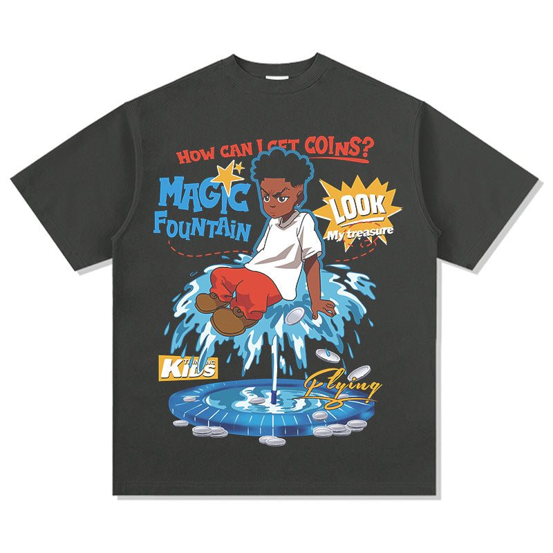 Unisex T Shirt Print Short Sleeve Street Loose