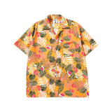Short Sleeve Shirt Vintage Floral Full Printed Loose Casual Hawaiian Vacation Shirt
