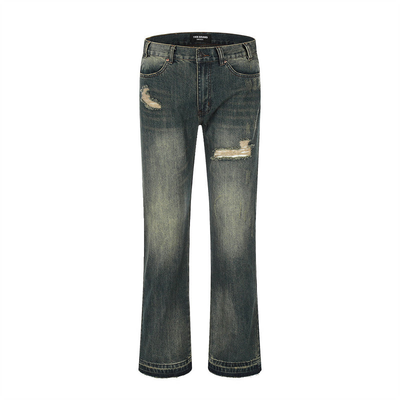 Men Jeans Ripped Burr Personality Design Loose
