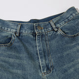 Men Jeans Abstract Flame Pattern Stitching