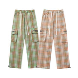 Cargo Pants Plaid Colorblock Multi-Pocket Cargo Pants