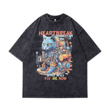 Men T-Shirt Distressed Retro Lazy Style Distressed