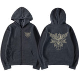 Korn Skull Wings Girls Juniors Black Graphic Zipper Hoodie