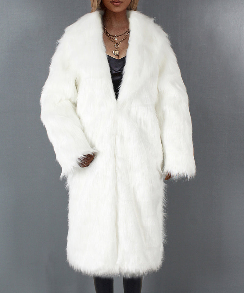 Women Fur Jacket Long Plush Warm Jacket