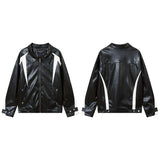 Women Jackets Punk Stitching Pu Wallet Retro Biker's Style