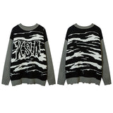 Women Sweater Zebra Pattern Loose Vintage Sweater