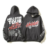 HS Hoodie Retro Distressed Letters Graffiti Printing Loose