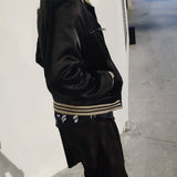 MIJKO Men's Jacket Silk Padded Baseball Jacket